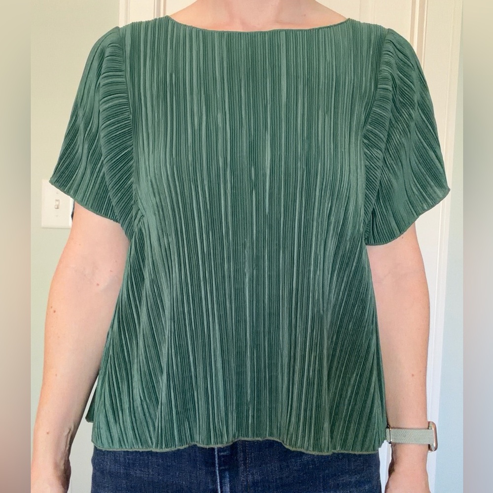 Madewell Green Pleated Top
